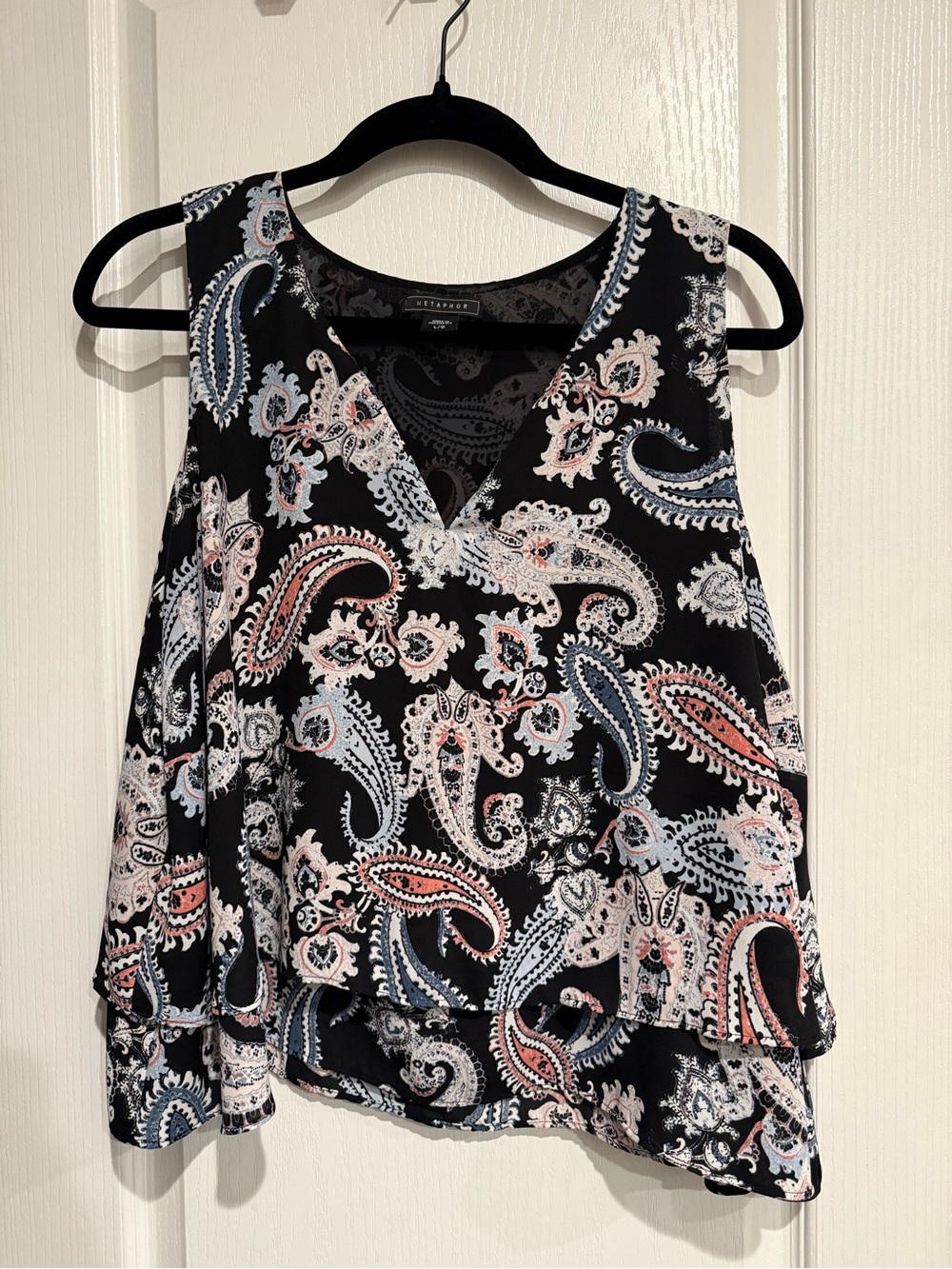 Metaphor Black Paisley V-Neck Sleeveless Camisole
